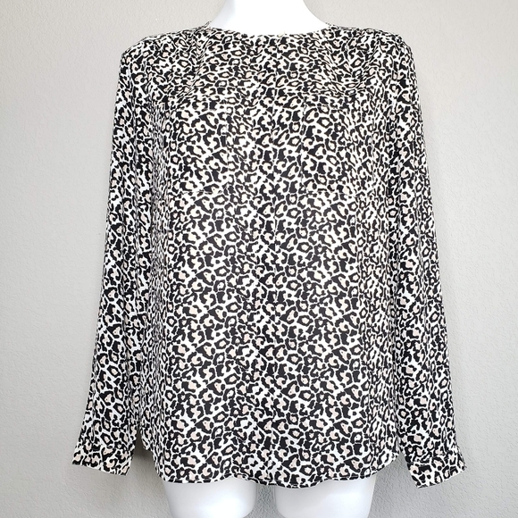 LOFT | Leopard Animal Print Long Sleeve Blouse S - Picture 2 of 7